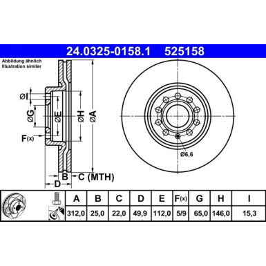 Bremsscheibe Vw P. Caddy/Golf/Jetta/Passat/Tiguan/Touran 05- Power Disc | 24.0325-0158.1