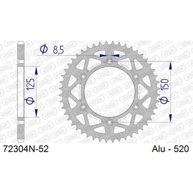 NB AFAM Kettenrad ALU 52 Zähne | für 520 | 72304N-52