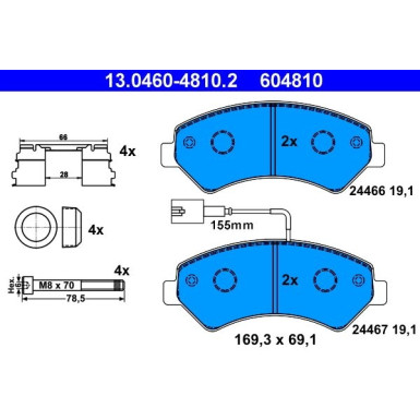 Bremsbelagsatz Fiat P. Ducato 06- Ad 1600Kg 1 Verbesserter Sensor | 13.0460-4810.2