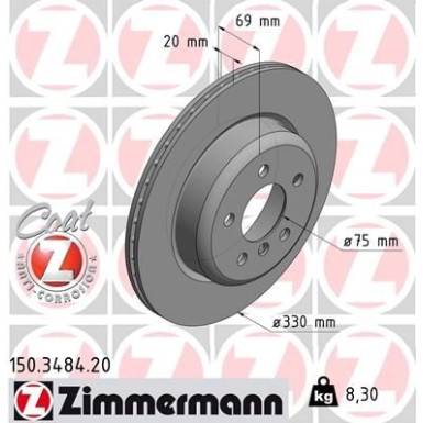 ZIMMERMANN Bremsscheibe | 150.3484.20