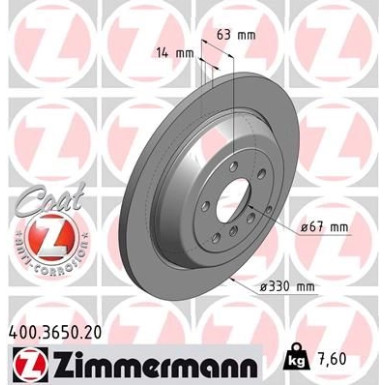 ZIMMERMANN Bremsscheibe | 400.3650.20