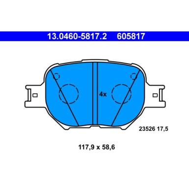 Bremsbelagsatz Toyota P. Celica/Corolla 1,8 16V/2,0 D-4D 99-07 | 13.0460-5817.2