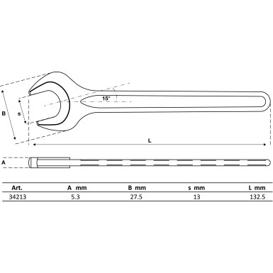 BGS Einmaulschlüssel | DIN 894 | SW 13 mm | 34213