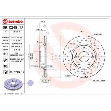 Bremsscheibe VA Brembo Xtra | HYUNDAI Elantara, i30 KIA Ceed 12 | 09.C249.1X