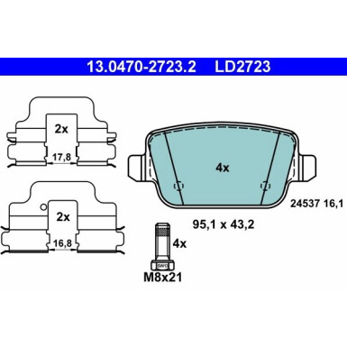 Bremsbelagsatz Ford T. Galaxy/Kuga/Mondeo/S-Max 1,6-2,5 06-15 Keramik | 13.0470-2723.2