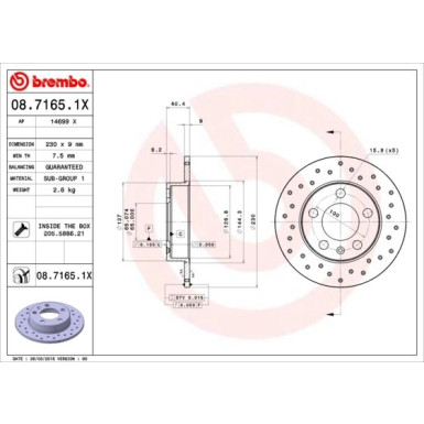 Bremsscheibe HA Xtra | AUDI A1,A3,VW Golf,SEAT,SKODA 96 | 08.7165.1X