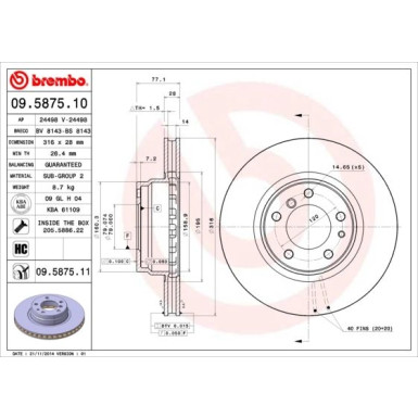 11 481 025 Bremsscheibe VA | BMW E38 94 | 09.5875.11