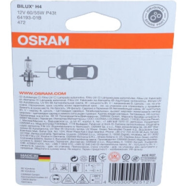 Osram | H4 12V 60/55W P43T SB1 | 64193-01B