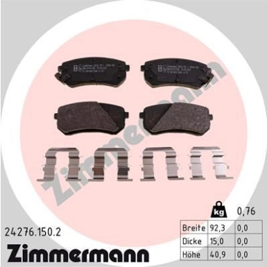 ZIMMERMANN Bremsbeläge | 24276.150.2