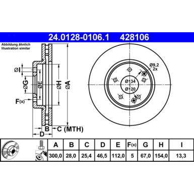 Bremsscheibe Db P. W203 C240-320 01- W210 95-02 | 24.0128-0106.1