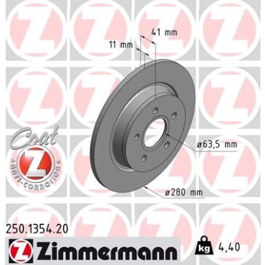 ZIMMERMANN Bremsscheibe | 250.1354.20