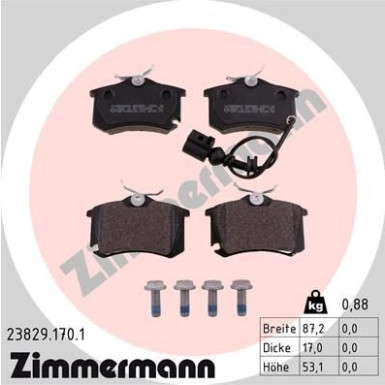 ZIMMERMANN Bremsbeläge | 23829.170.1