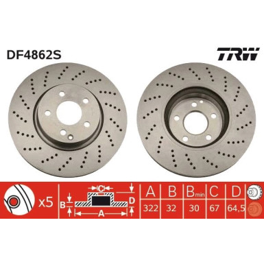 15 481 075 Bremsscheibe VA | MERCEDES W204,W212 07 | DF4862S