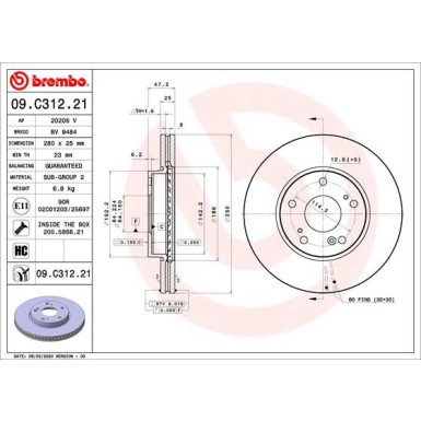 Bremsscheibe VA | HONDA Civic 15 | 09.C312.21