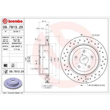 Bremsscheibe HA Xtra | SUBARU Impreza 2.0i Turbo 05-07 | 09.7813.2X