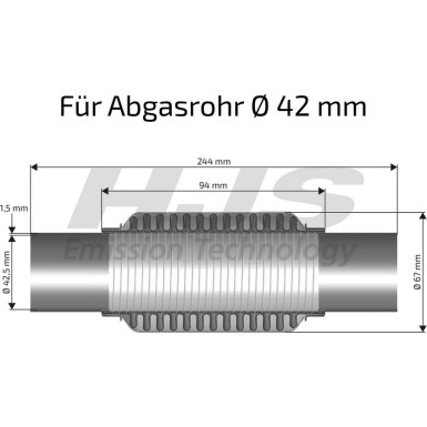 Flexrohr mit Schellen | DM 42,5 L 240mm | 83 00 8414