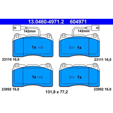 Bremsbelagsatz, Scheibenbremse | 13.0460-4971.2