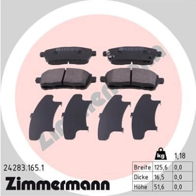 ZIMMERMANN Bremsbeläge | 24283.165.1