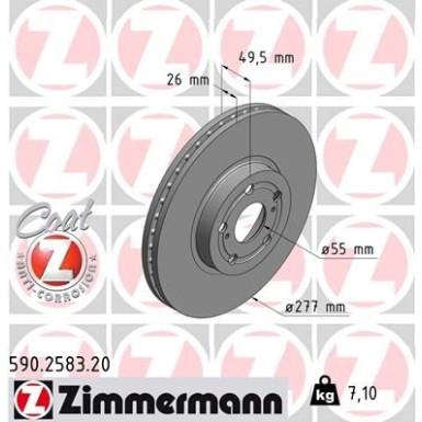 ZIMMERMANN Bremsscheibe | 590.2583.20