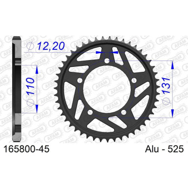 AFAM Kettenrad ALU 45 Zähne | für 525, für HARD | 165800-45