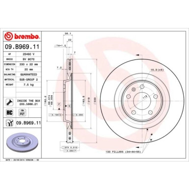 12 481 058 Bremsscheibe HA | AUDI A4 08 | 09.B969.11