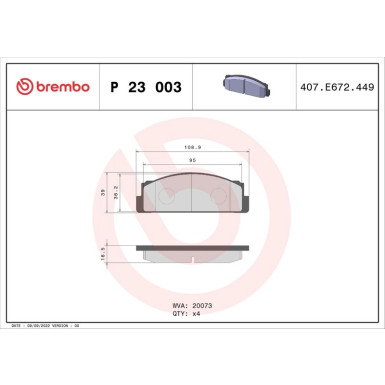 BREMBO Bremsklötze VA | FIAT Fiorino/Panda/124/128 70 | P 23 003