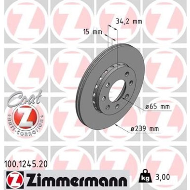 ZIMMERMANN Bremsscheibe | 100.1245.20