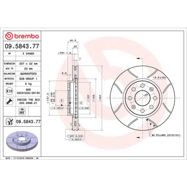 Bremsscheibe VA Brembo Max | FIAT OPEL | 09.5843.77