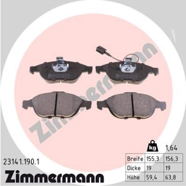 ZIMMERMANN Bremsbeläge | 23141.190.1