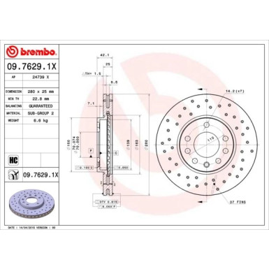 Bremsscheibe VA Xtra | OPEL Corsa,Astra,Meriva,Zafira 98 | 09.7629.1X