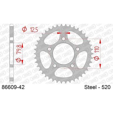 AFAM Kettenrad STAHL 42 Zähne | für 520 | 86609-42