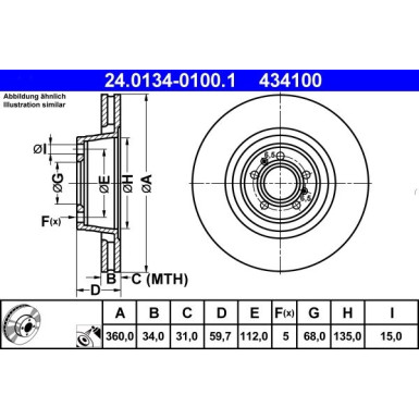 Bremsscheibe Vw P. A8 03- 360Mm | 24.0134-0100.1