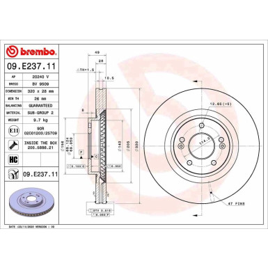 Bremsscheibe VA | HYUNDAI Santa Fe 12 | 09.E237.11