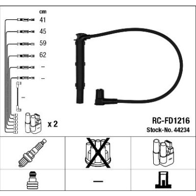 RC-FD1216 NGK | Zündkabelsatz | FORD Galaxy 2.0 95-06 | 44234
