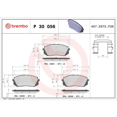 BREMBO Bremsklötze VA | HYUNDAI,KIA 10 | P 30 056