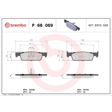 BREMBO Bremsklötze VA | DACIA Logan 12 | P 68 069