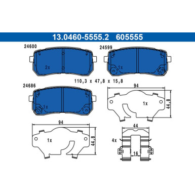 ATE Bremsbelagsatz, Scheibenbremse | 13.0460-5555.2