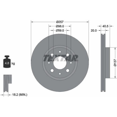 Bremsscheibe Fiat P. Bravo/A/Marea/Doblo -05/Punto 99- 257Mm | 92068503