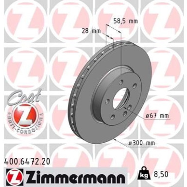 ZIMMERMANN Bremsscheibe | 400.6472.20