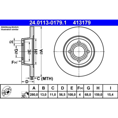 Bremsscheibe Audi S. 80 1.6-2.0 91-96 | 24.0113-0179.1