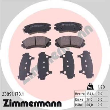 ZIMMERMANN Bremsbeläge | 23891.170.1