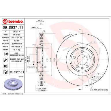 Bremsscheibe VA re | PORSCHE | 09.D937.11