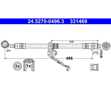 ATE Bremsschlauch | 24.5270-0496.3