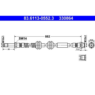 ATE Bremsschlauch | 83.6113-0552.3