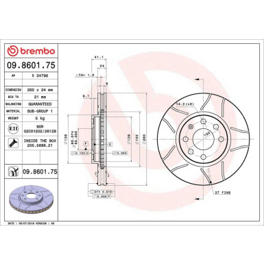 10 481 031M Bremsscheibe VA Brembo Max | OPEL Corsa,Combo,Tigra,Mervia 00 | 09.8601.75