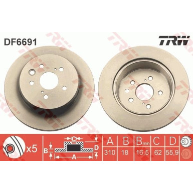 Bremsscheibe Lexus T. Gs 12-/Rc 14 | DF6691