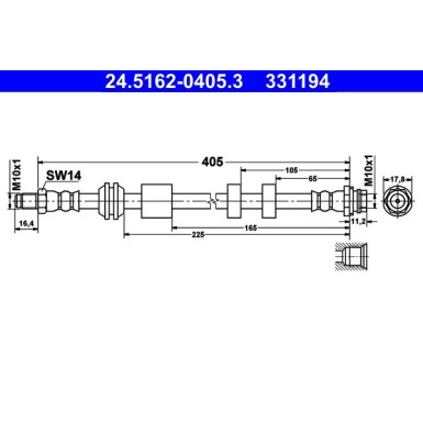 ATE Bremsschlauch | 24.5162-0405.3