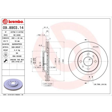 BREMBO Bremsscheibe | 09.8903.14