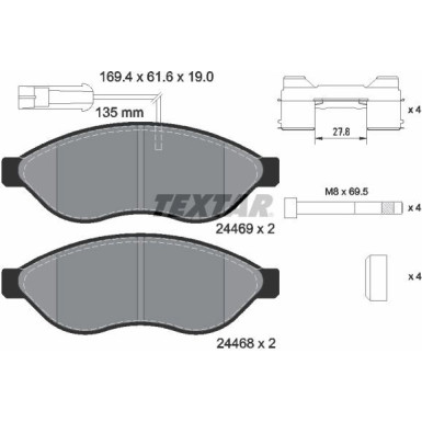 Bremsbelagsatz Fiat P. Ducato 06- Ad 1200-1400Kg 2 Sensoren | 2446901