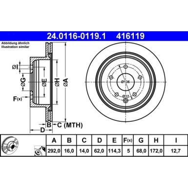 Bremsscheibe Renault T. Koleos 2.0 Dci/2.5 4X4 08 | 24.0116-0119.1